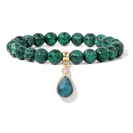 Natural Sesame Jasper Beaded Stretch Bracelets PW-WGB60EB-07-1