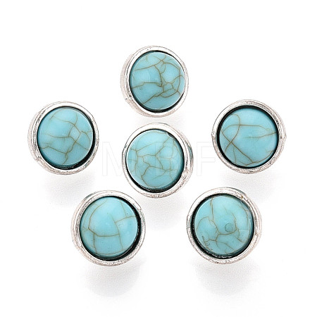 Zinc Metal Alloy & Natural Turquoise Buttons LS-BUTT-WH0057-001BAS-1