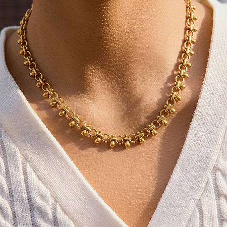 304 Stainless Steel Drop Link Chain Necklaces for Women EA0353-2-1