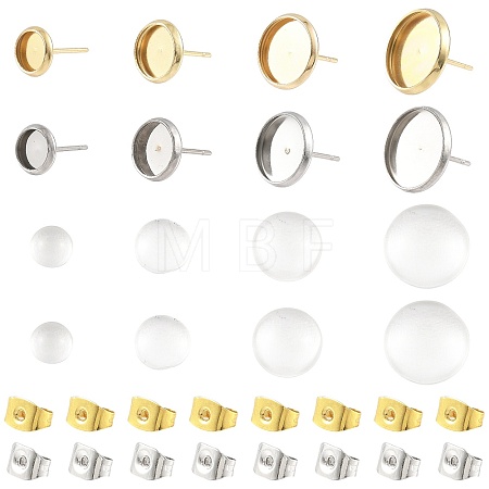 DIY 304 Stainless Steel Flat Round Stud Earring Making Kits DIY-FS0010-53-1