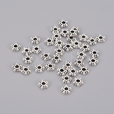 Antique Silver Alloy Rondelle Spacers Beads X-AA116-1