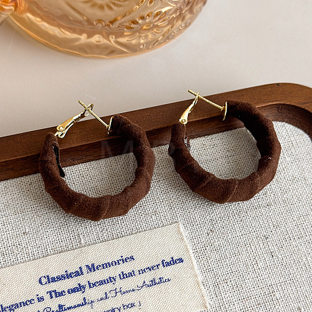 C-Shaped Alloy Velvet Hoop Earrings FS-WG0AD43-04-1