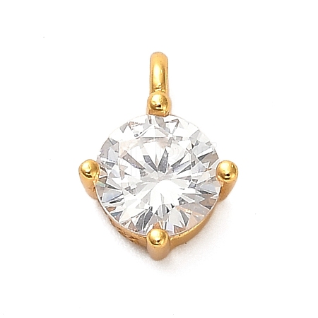 925 Sterling Silver Clear Cubic Zirconia Flat Round Charms STER-U009-07G-02-1