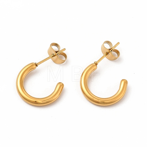 304 Stainless Steel Ring Stud Earrings EJEW-C004-12C-G-1