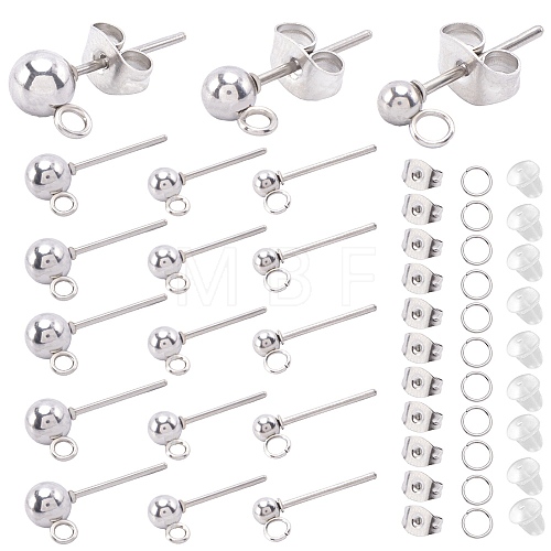 SOFPLATE 150Pcs 3 Size 202 Stainless Steel Ball Stud Earring Findings STAS-SP0001-53-1