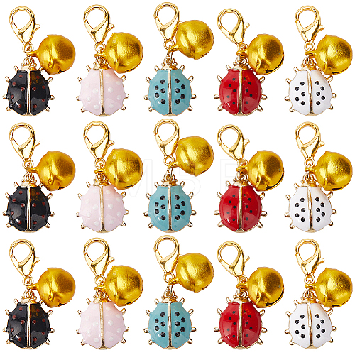 SUNNYCLUE 6 Sets Ladybird Alloy Enamel Pendants Decoraiton HJEW-SC0001-48-1