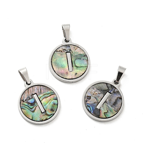 304 Stainless Steel with Paua Shell Pendants STAS-G268-02I-P-1