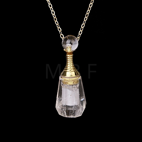 Natural Quartz Crystal Perfume Bottle Pendant Necklace PW-WG2A891-25-1