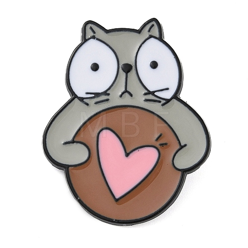 Cartoon Cat with Heart Zinc Alloy Enamel Pin Brooch JEWB-C034-06B-EB-1