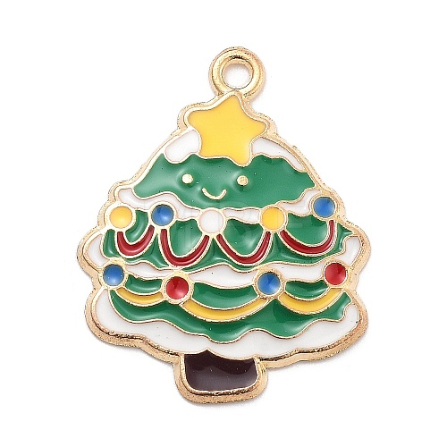 Christmas Theme Alloy Enamel Pendants X-ENAM-D060-04F-1