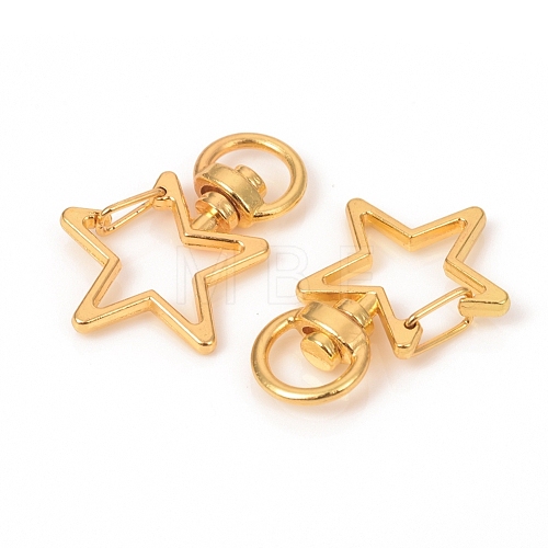 Star Shape Zinc Alloy Swivel Lobster Clasps IFIN-WH0053-02G-1