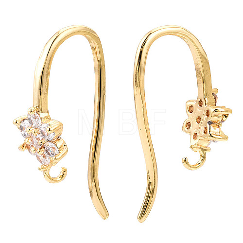 Brass Micro Pave Cubic Zirconia Earring Hooks X-KK-T063-015-NF-1