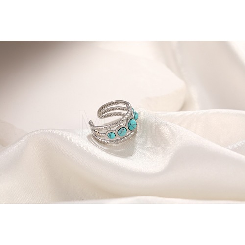 Synthetic Turquoise Finger Rings WG00F31-02-1