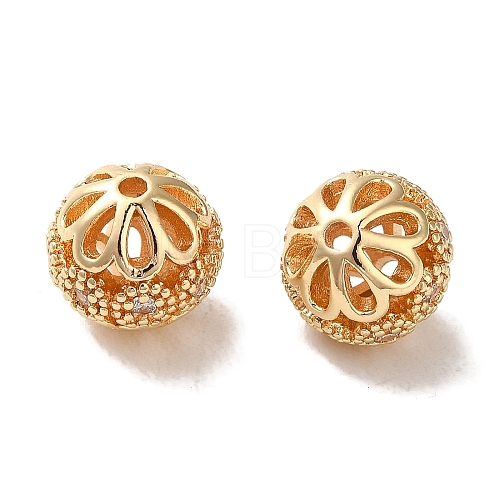 Rack Plating Brass Pave Cubic Zirconia Beads KK-M285-32A-KCG-1