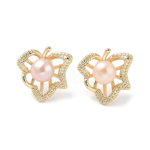 Natural Pearl Ear Studs EJEW-P285-02G-1