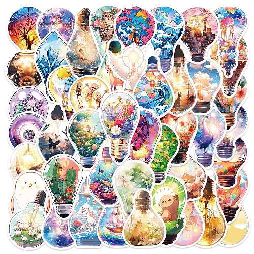 Light Bulb PVC Self Adhesive Stickers STIC-PW0017-05-1