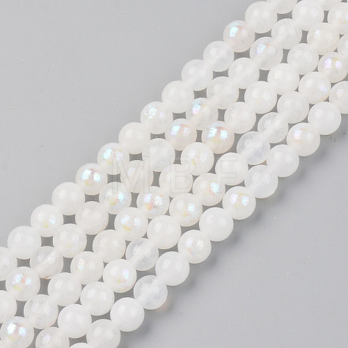 Electroplated Natural White Moonstone Beads Strands G-S369-012B-C-1