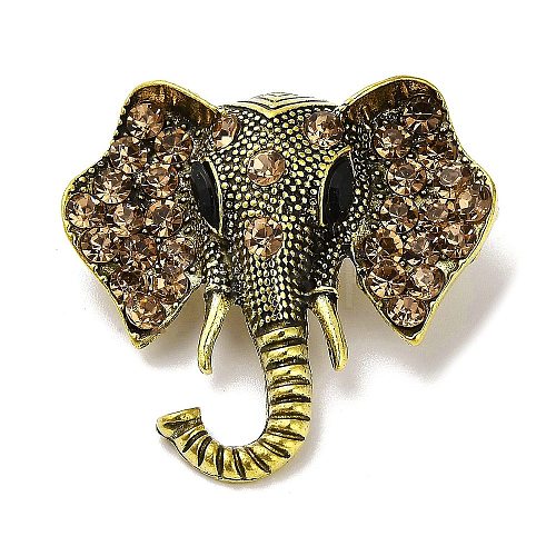 Vintage Elephant Alloy Rhinestone Brooches for Backpack Clothes JEWB-S028-06-1