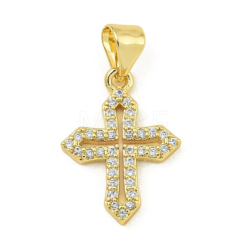 Rack Plating Brass Pave Cubic Zirconia Pendants KK-U029-02G-05-1