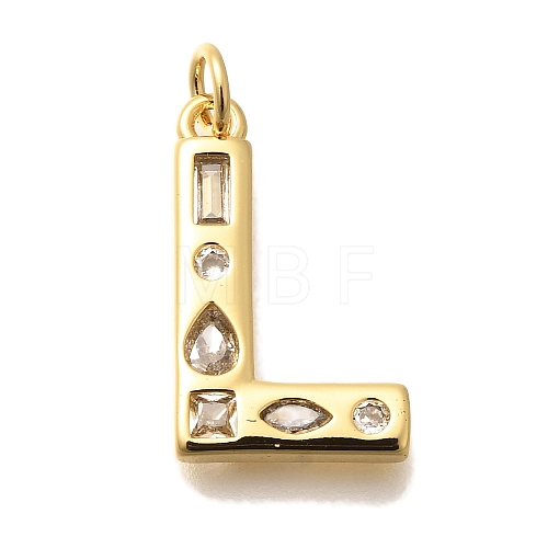 Brass Micro Pave Clear Cubic Zirconia Pendants KK-G521-01G-L-1