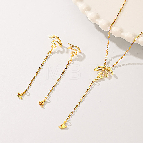 Elegant Vintage Metal Fringe Necklace Earrings Set for Women. DM0559-1