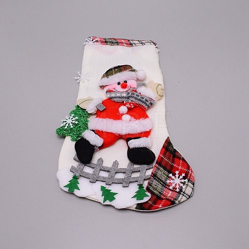 Santa Claus Cloth Hanging Christmas Stocking HJEW-SZC0004-18-1