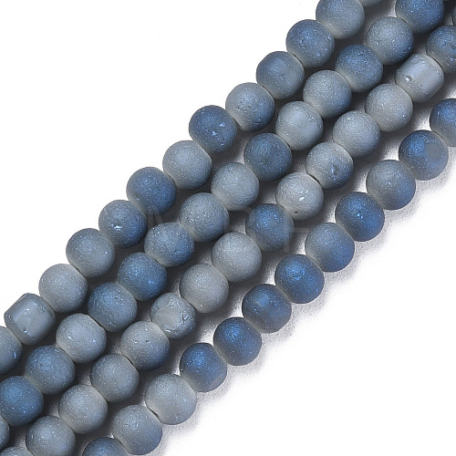 Electroplate Frosted Glass Beads Strands EGLA-N006-036A-1