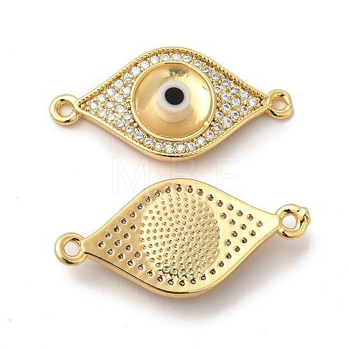 Rack Plating Real 18K Gold Plated Brass Micro Pave Clear Cubic Zirconia Connector Charms ZIRC-L102-02G-08-1