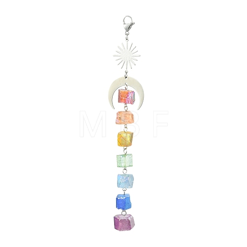 Electroplated Natural Quartz Pendant Decoration HJEW-JM02114-1