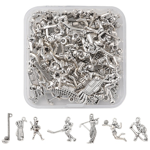 42Pcs 7 Style Sports Theme Tibetan Style Alloy Pendants FIND-FS0001-56-1