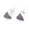 Natural Druzy Quartz Crystal Stud Earring EJEW-F173-E01-S-2