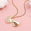 Brass Colorful Enamel Hollow Flower Butterfly Heart Locket Pendant Necklaces for Women WG264A9-01-3