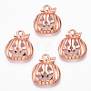 Tibetan Style Halloween Pumpkin Jack-O'-Lantern Alloy Pendants TIBEP-Q050-07RG-1