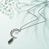 Natural Chinese Southern Jade Bullet with Alloy Moon and Star Pendant Necklace NJEW-JN03912-06-2