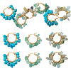 3 Pairs 3 Styles Natural Gemstone Chips Braided Hoop Earrings EJEW-TADJ00004-2