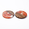 Transparent Resin & Walnut Wood Pendants RESI-T035-35D-3