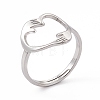 201 Stainless Steel Hand Hug Heart Adjustable Ring for Women RJEW-K238-05P-3