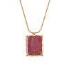 316L Surgical Stainless Steel with Natural Strawberry Quartz Pendant Necklaces WGEA815-04-1