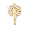 Brass Pave Cubic Zirconia Religion Jexus Crucifix Cross Links Connector Charms KK-H267-100G-02-1
