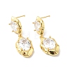 Clear Cubic Zirconia Double Leaf Dangle Stud Earrings EJEW-G312-10G-1