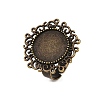 Vintage Adjustable Iron Flower Finger Ring Components Alloy Cabochon Bezel Settings PALLOY-O036-01AB-NF-3