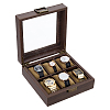 6-Slot Clear Glass Window Imitation Leather Watch Organizer Boxes with Velveteen Pillow Inside and Alloy Clasps Outside CON-WH0089-285-1