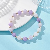 Natural Aquamarine & Rose Quartz & Amethyst Beaded Stretch Bracelets for Women BJEW-JB12945-1
