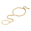 Natural Freshwater Pearl 304 Stainless Steel Rice Bead Hand Chain Ring Bracelets for Women PW2633-5
