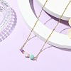 Round Natural Amazonite & Madagascar Rose Quartz & Chip Natural Amethyst Beaded Pendant 304 Stainless Steel Satellite Chain Necklaces for Women NJEW-JN06158-02-1