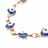 Enamel Rhombus with Evil Eye Link Chains Bracelet BJEW-P271-03G-03-2