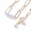 Iron Paperclip Chain Necklaces and Brass Pendant Necklaces Set NJEW-JN02768-2