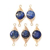 Natural Lapis Lazuli Faceted Hexagonal Cut Flat Round Links Connector Charms with Copper Herringbone Wire-Wrapped KK-Z152-07G-02-1