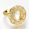 Adjustable Brass Micro Pave Clear Cubic Zirconia Finger Ring Components ZIRC-I049-18G-1