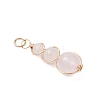 Natural Green Aventurine & Rose Quartz & Amethyst & White Jade & Carnelian & Quartz Round Beaded Pendants PALLOY-JF04700-4
